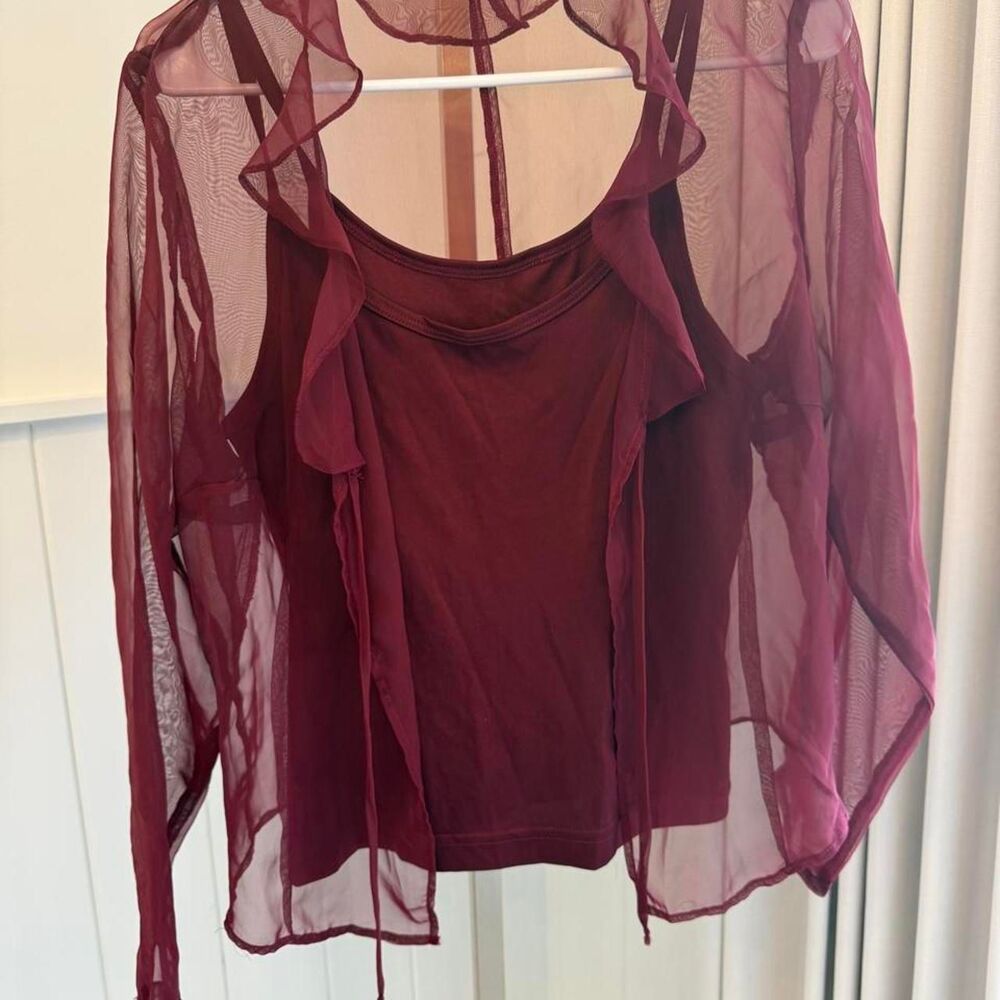 Unbranded Women's Burgundy and Red Blouse
